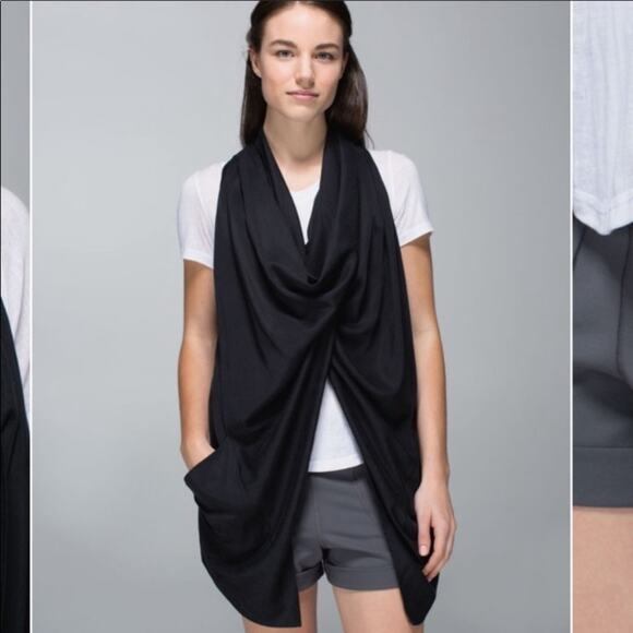 Lululemon Tranquility Black Sleeveless Wrap - Picture 5 of 10
